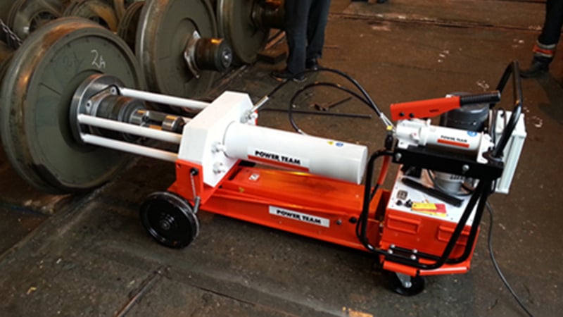 Rail Car Wheel Truck Service Using Power Team Bearing Pullers